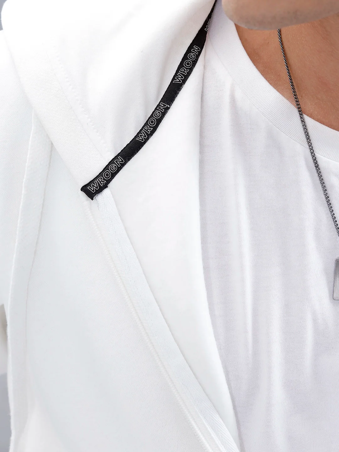 Men’s Solid Zip-Up Hoodie Sweatshirt | Snow White - Image 14