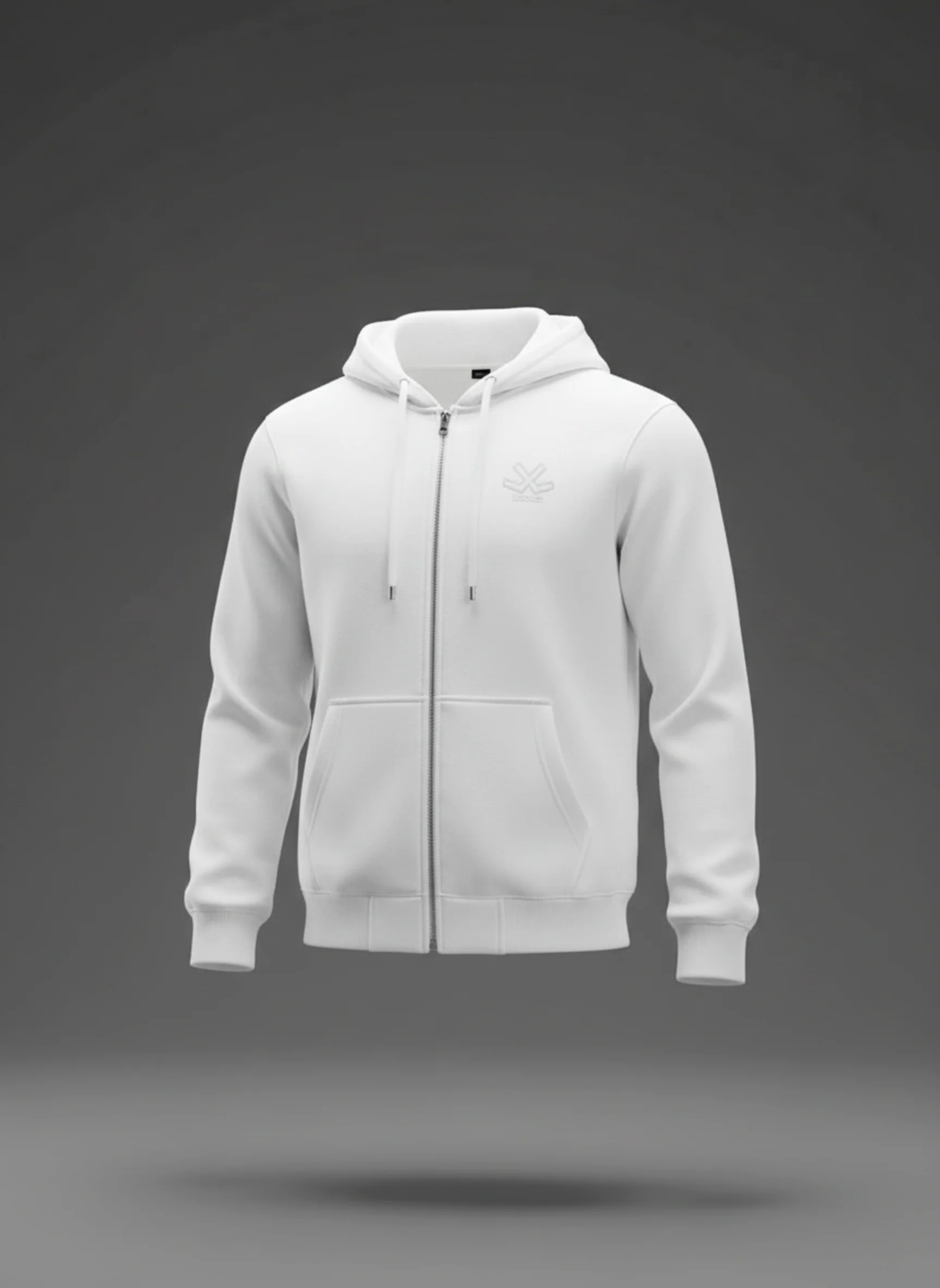 Men’s Solid Zip-Up Hoodie Sweatshirt | Snow White - Image 2