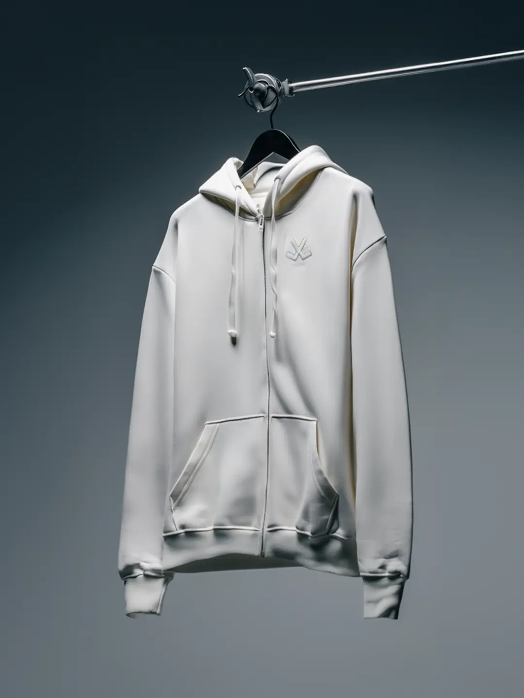 Men’s Solid Zip-Up Hoodie Sweatshirt | Snow White - Image 3