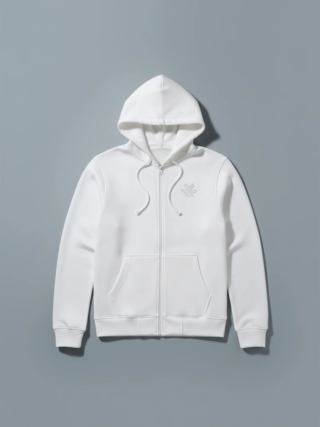 Men’s Solid Zip-Up Hoodie Sweatshirt | Snow White - Image 4