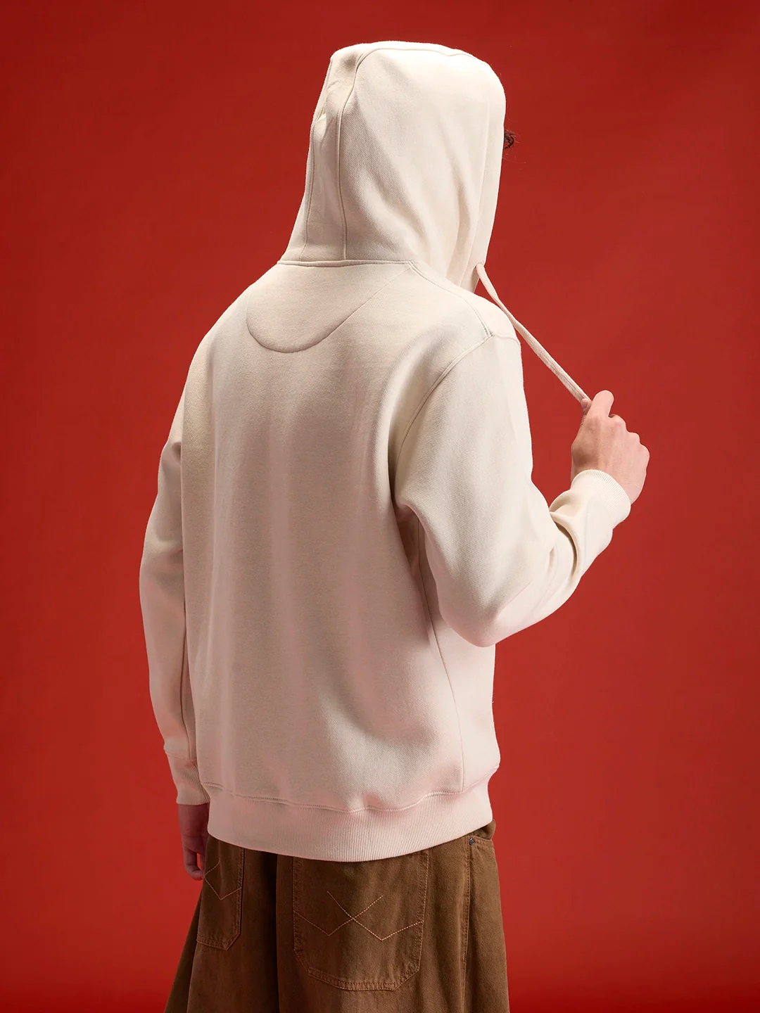 Men’s Solid Zip-Up Hoodie Sweatshirt | Tapioca - Image 4