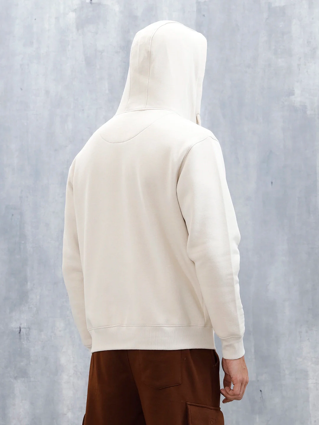 Men’s Solid Zip-Up Hoodie Sweatshirt | Tapioca - Image 7