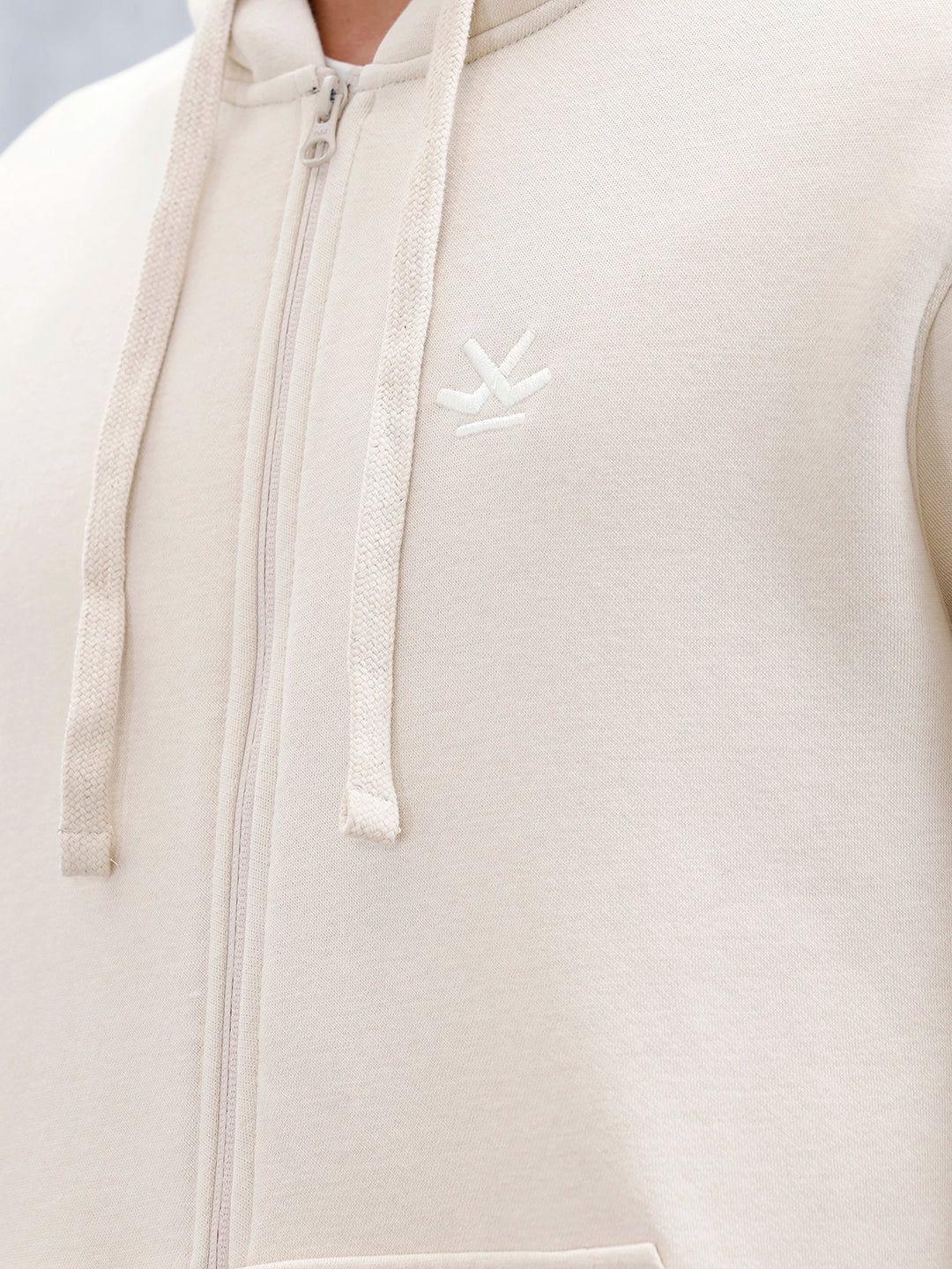 Men’s Solid Zip-Up Hoodie Sweatshirt | Tapioca - Image 9