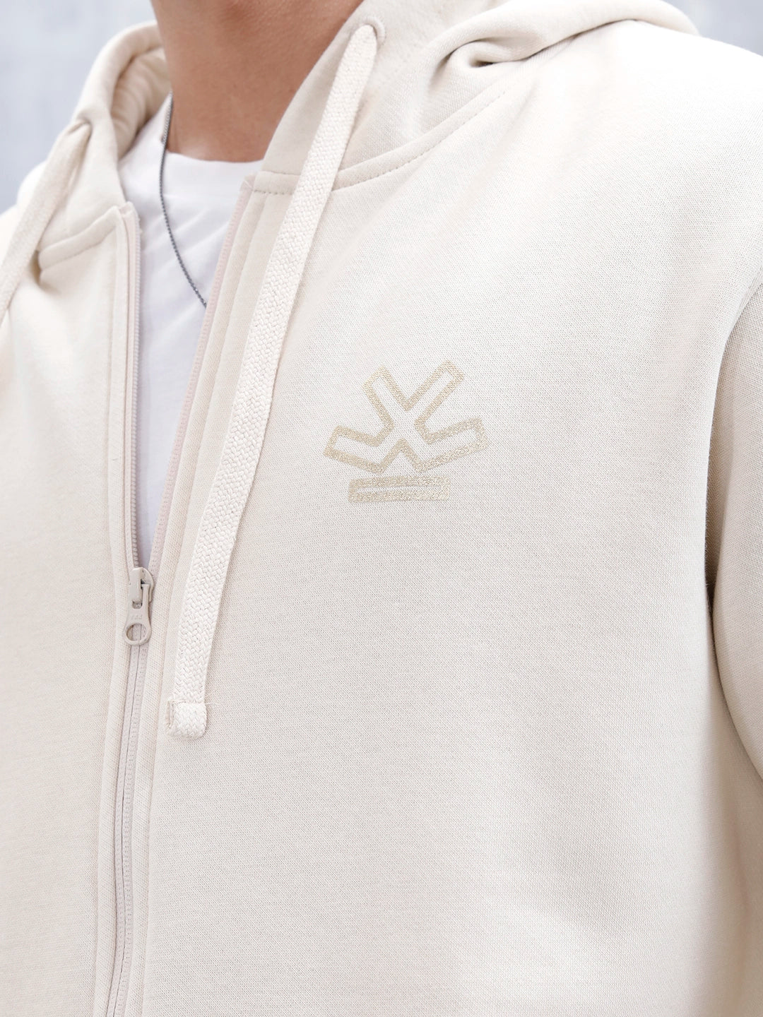 Men’s Solid Zip-Up Hoodie Sweatshirt | Tapioca - Image 6