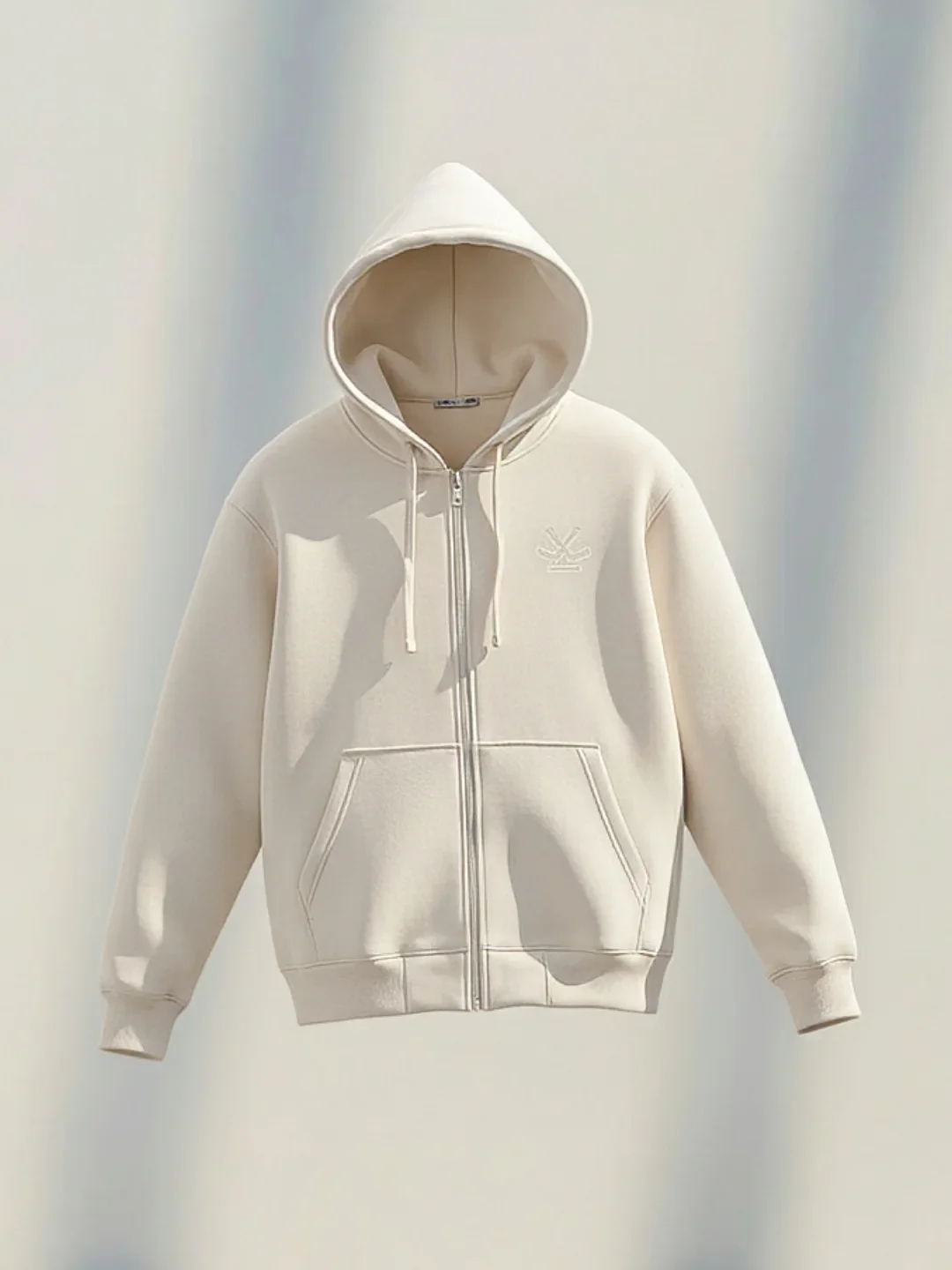 Men’s Solid Zip-Up Hoodie Sweatshirt | Tapioca - Image 7