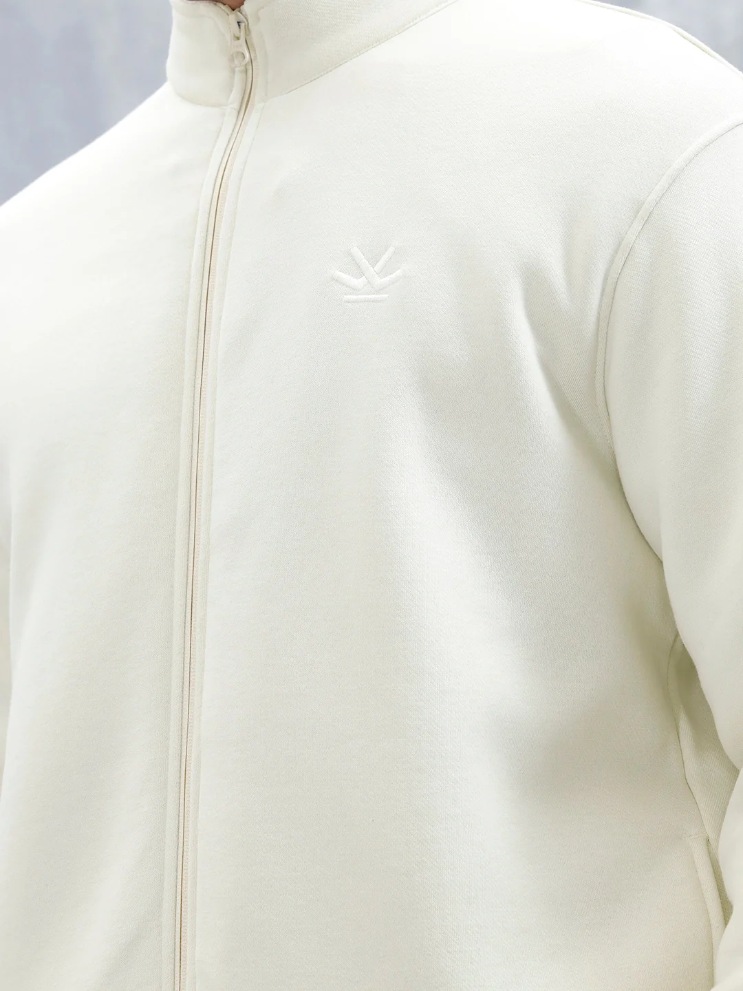 Men’S Solid Zip-Up Stand Collar Sweatshirt | Aloe Wash - Image 7