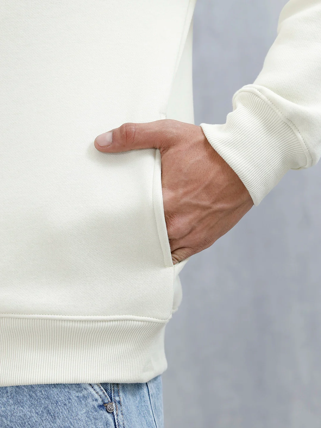 Men’S Solid Zip-Up Stand Collar Sweatshirt | Aloe Wash - Image 8