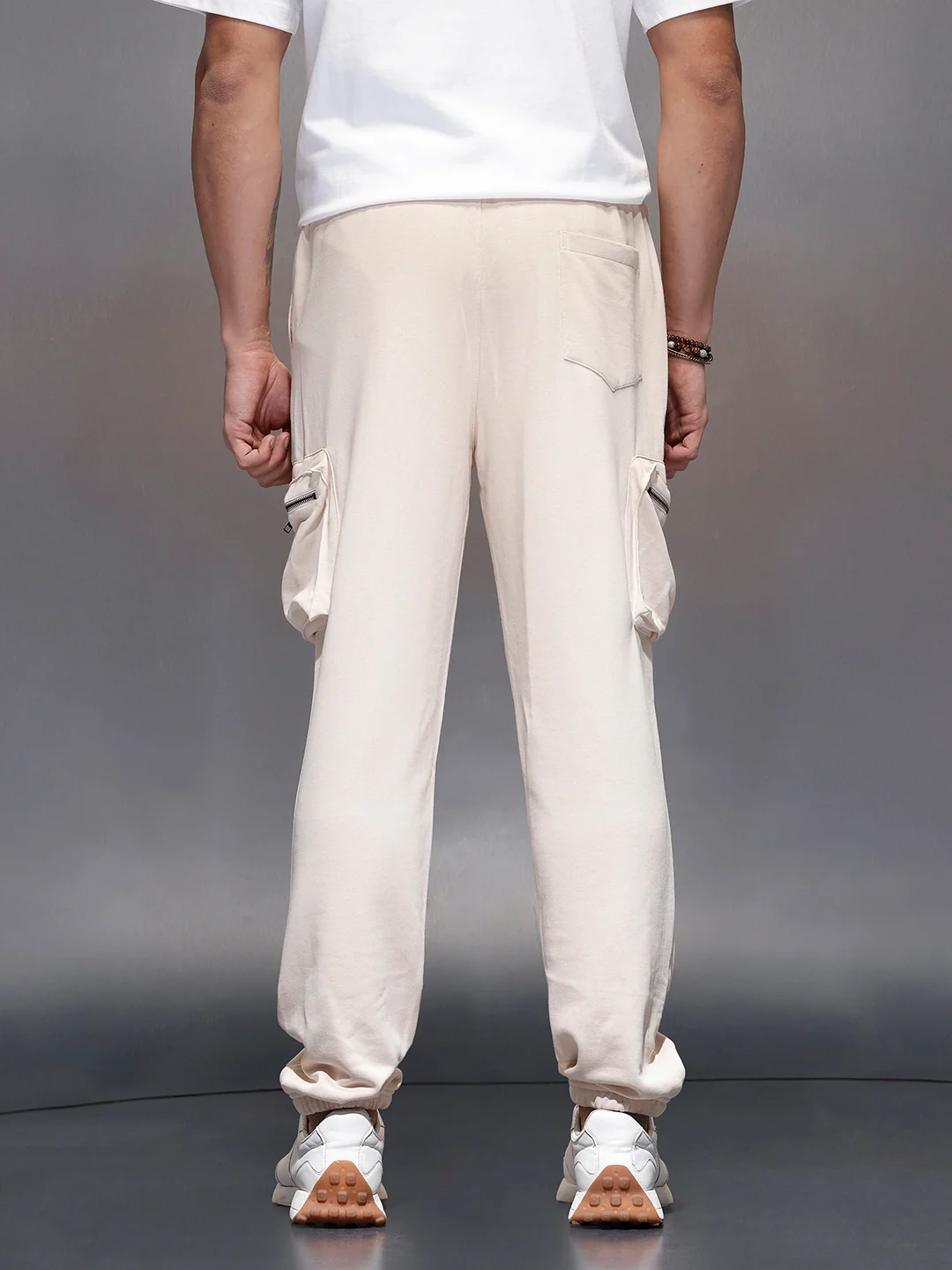 Men’s Straight Fit Cargo Joggers | Beige - Image 3