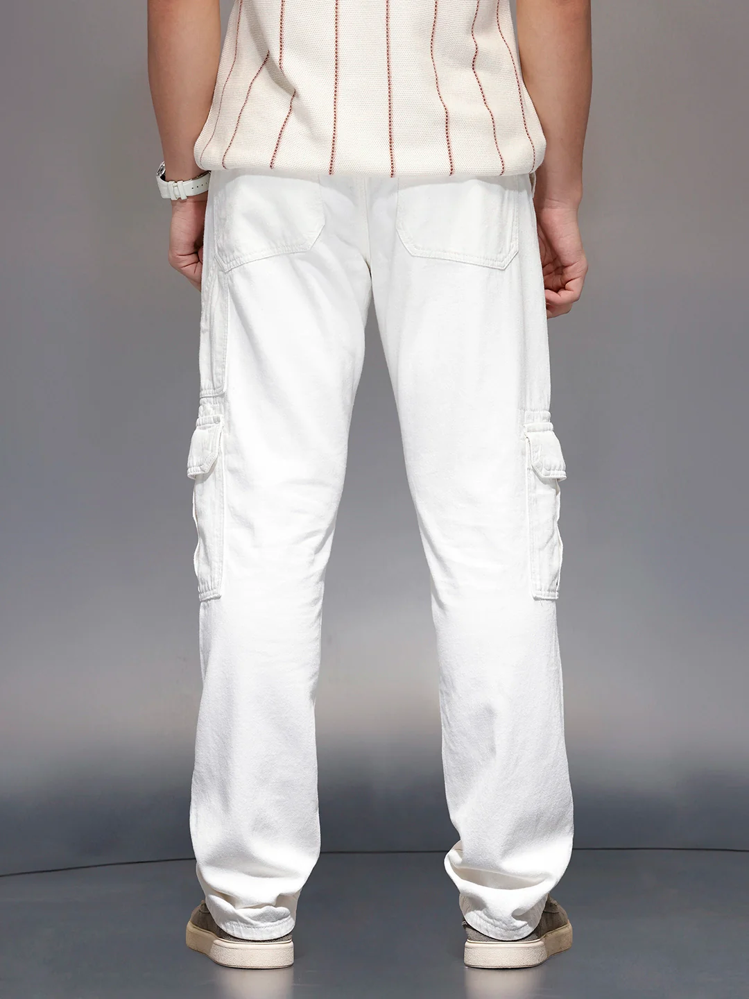 Men’s Straight fit cargo trousers | Off White - Image 3