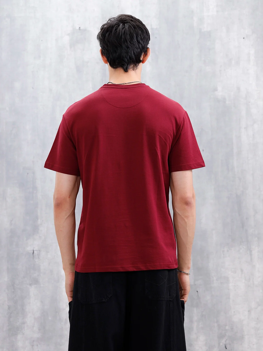 Men’s Wrogn Logo Appliqued Graphic Tee | Maroon - Image 3
