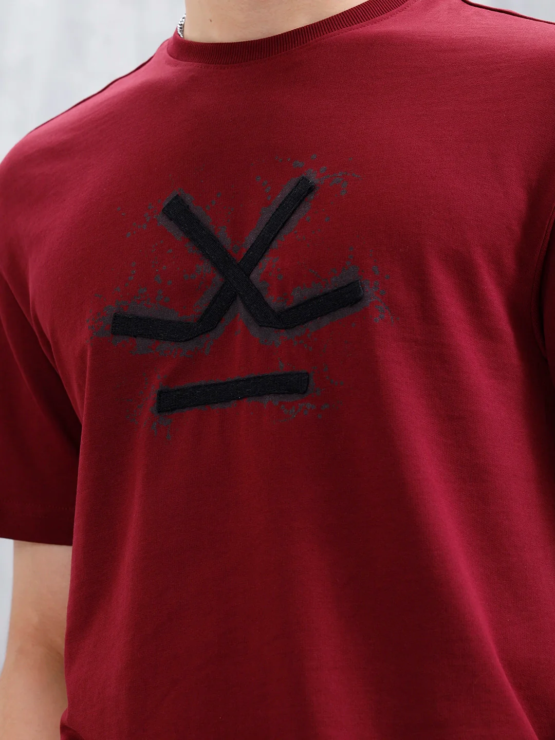 Men’s Wrogn Logo Appliqued Graphic Tee | Maroon - Image 5