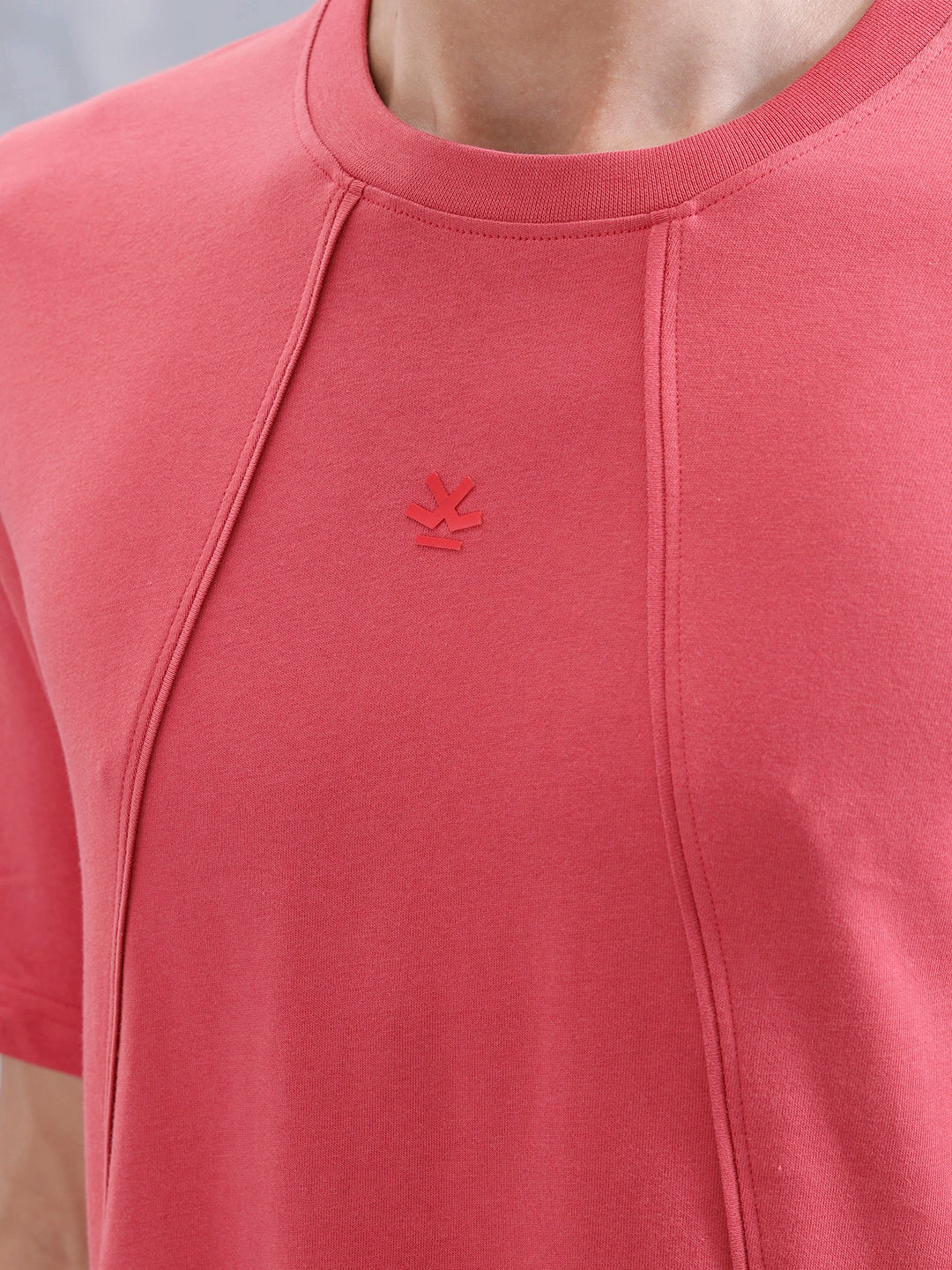 Men Solid Comfort Fit Tshirt With Pipping Detail | Red - Image 5
