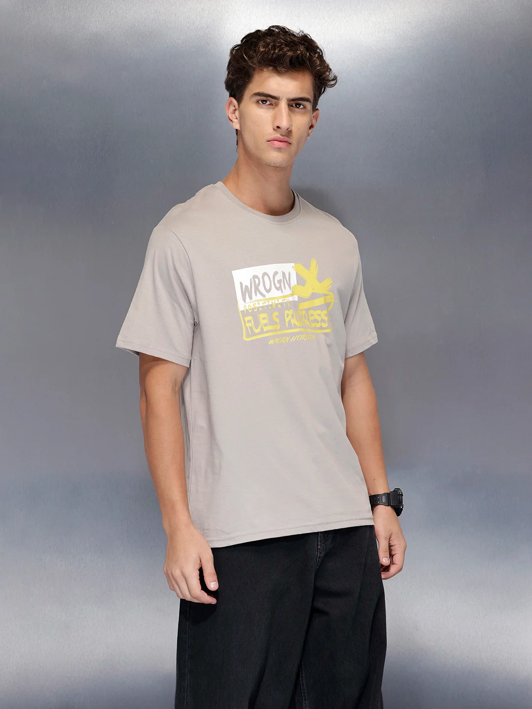 Men’sregular fit printed t-shirt | Grey - Image 4