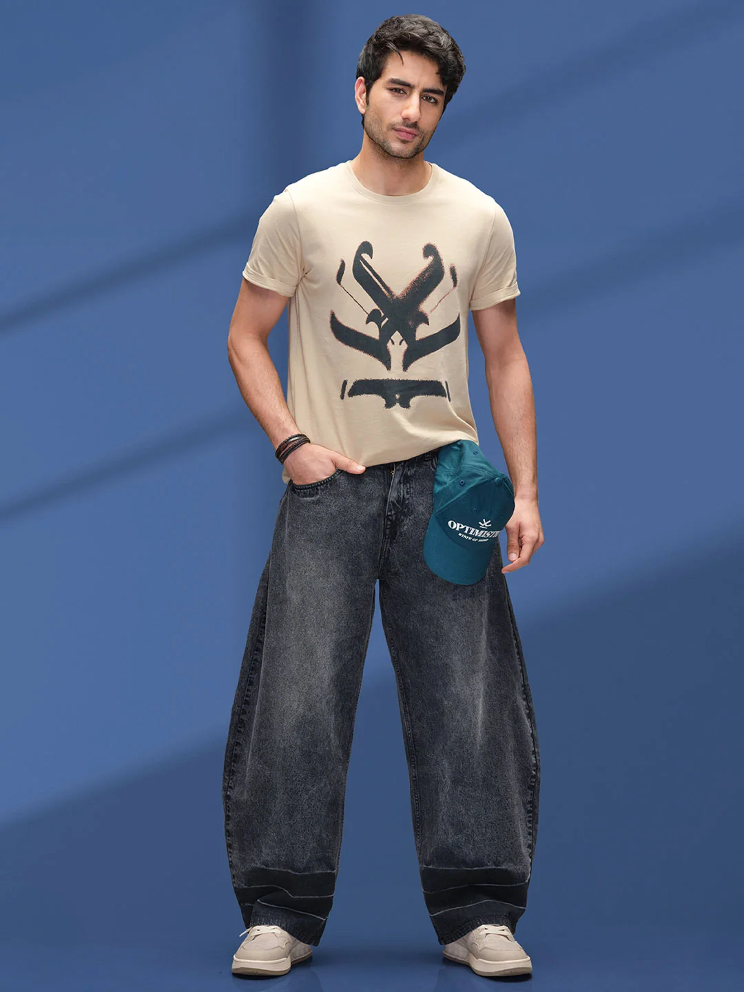 Men's Baloon fit jeans with details  | Dark Grey - Image 2