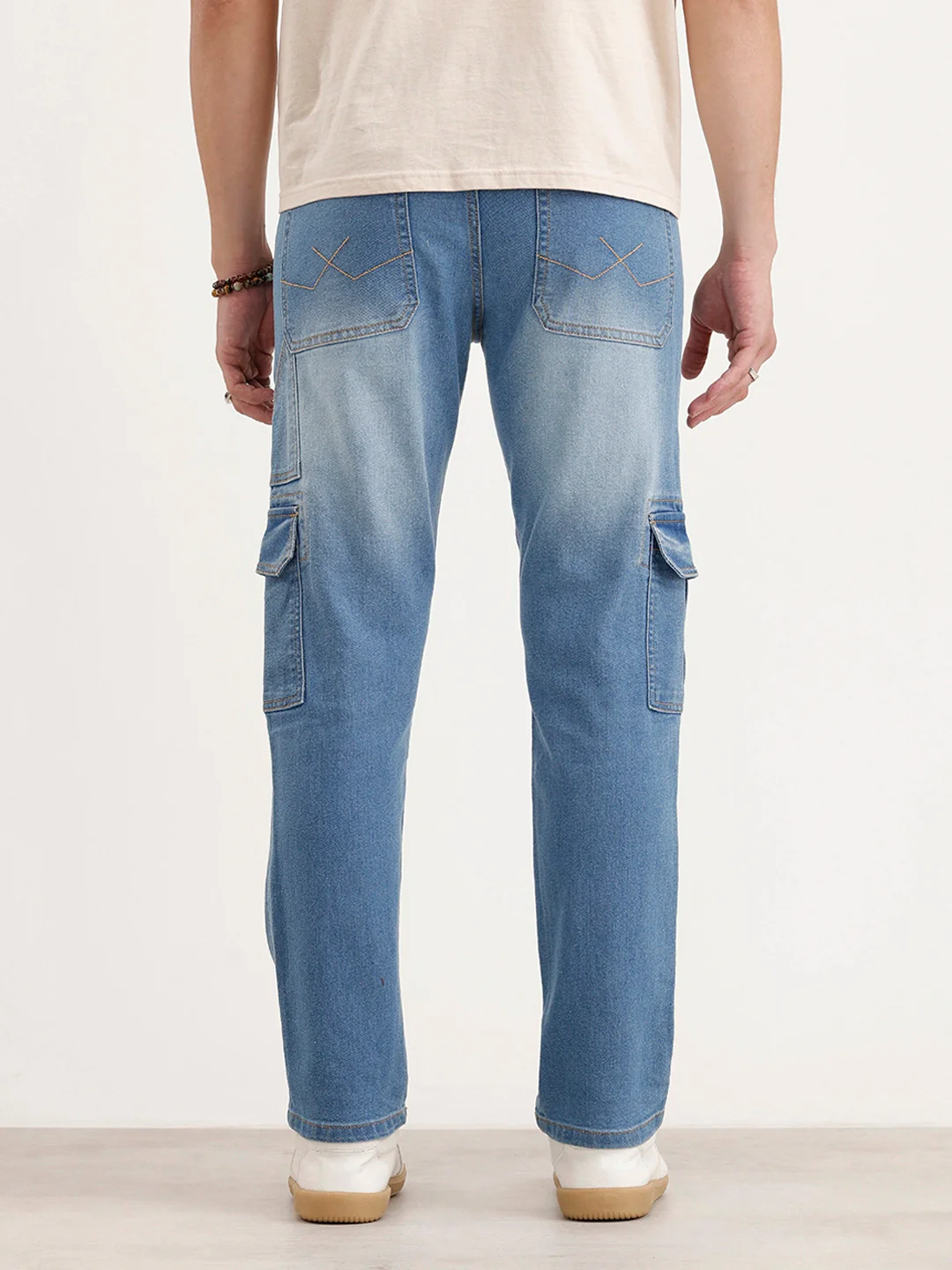 Relaxed Fit Cargo Denim Jeans | Blue - Image 3