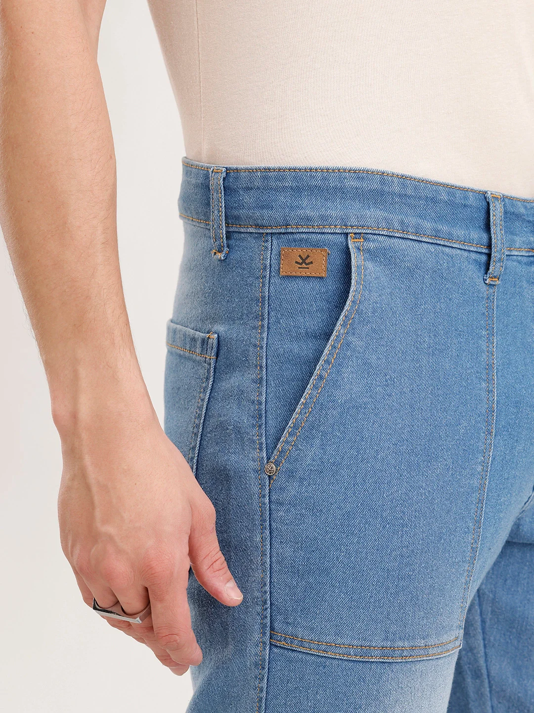 Relaxed Fit Cargo Denim Jeans | Blue - Image 5