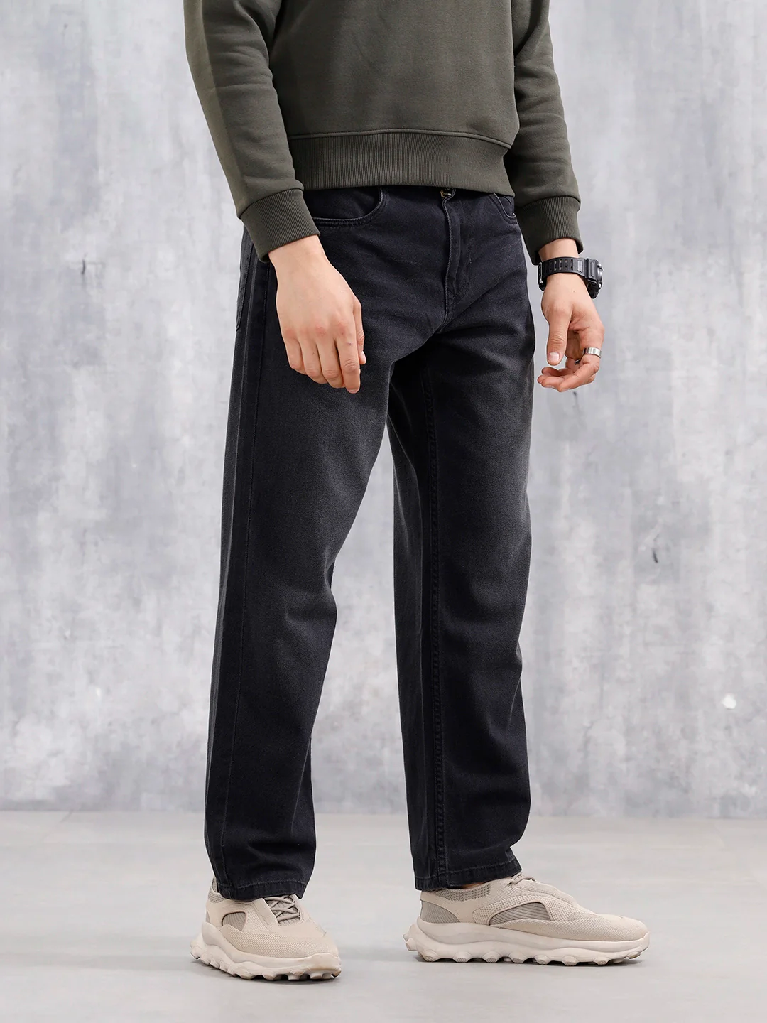 Men's Casual Anti Fit Jeans | Black - Image 4