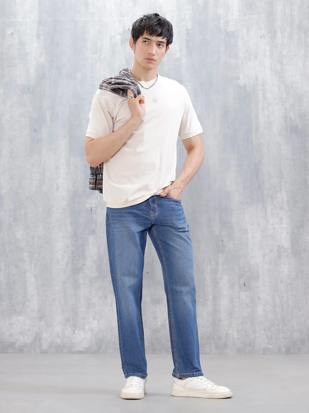 Men's Casual Anti Fit Jeans | Med Stone - Image 2