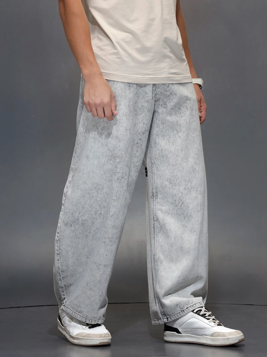 Men's casual balloon fit jeans | Grey - Image 4