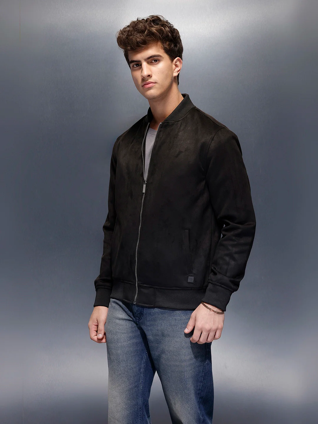 Men's Casual Bomber Jacket  | Black - Image 4