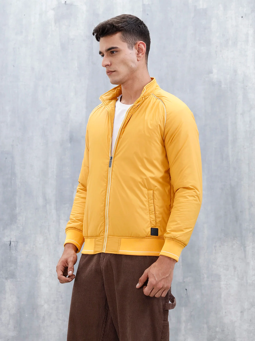 Men's Casual Bomber Jacket | Yellow - Image 4