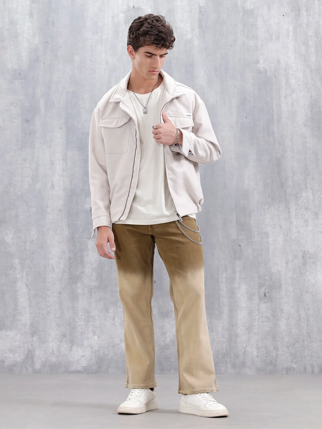 Men's Casual Bootcut Fit Ombre Jeans | Khaki - Image 2