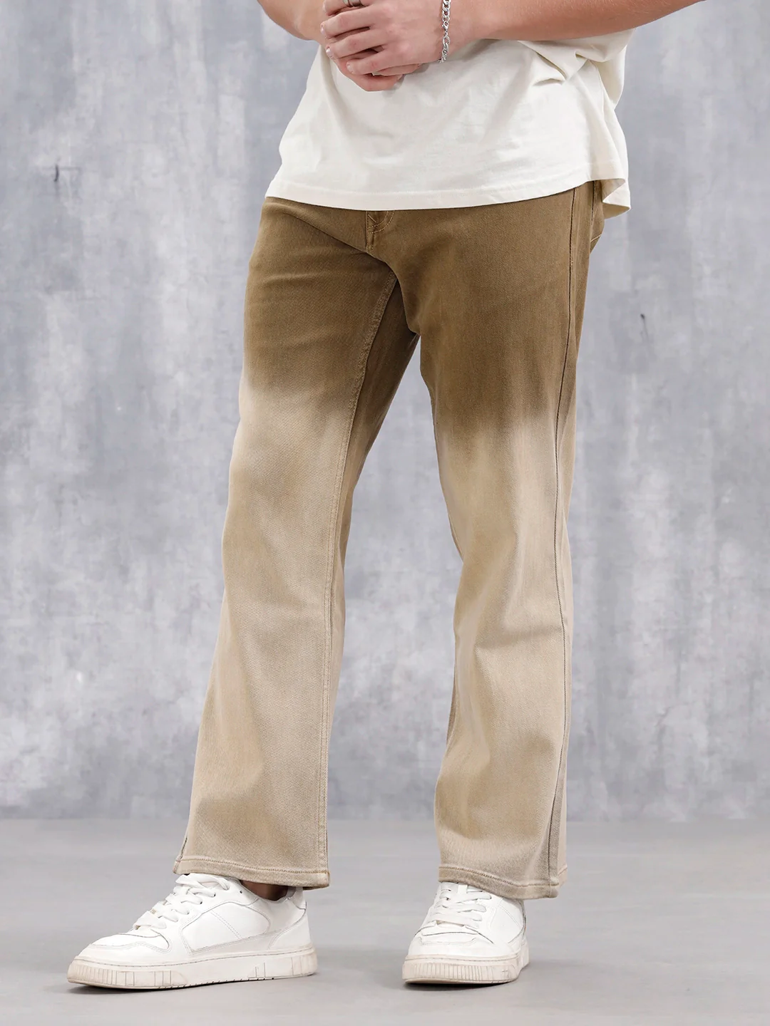 Men's Casual Bootcut Fit Ombre Jeans | Khaki - Image 4