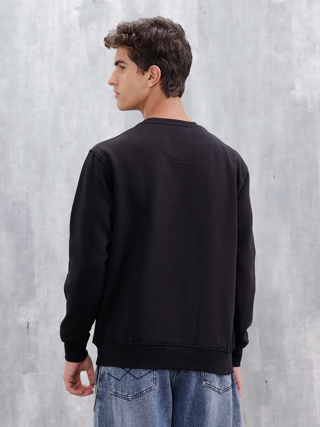 Men's Casual Branded Comfort Fit Sweatshirt | Black - Image 3