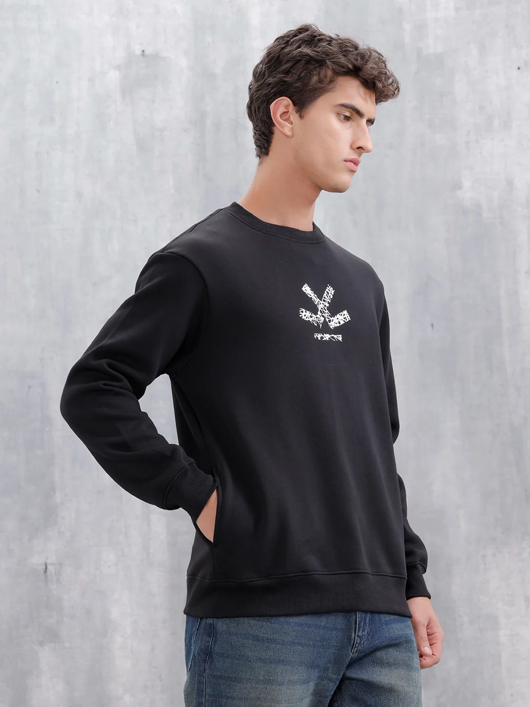 Men's Casual Branded Comfort Fit Sweatshirt  | Black - Image 10