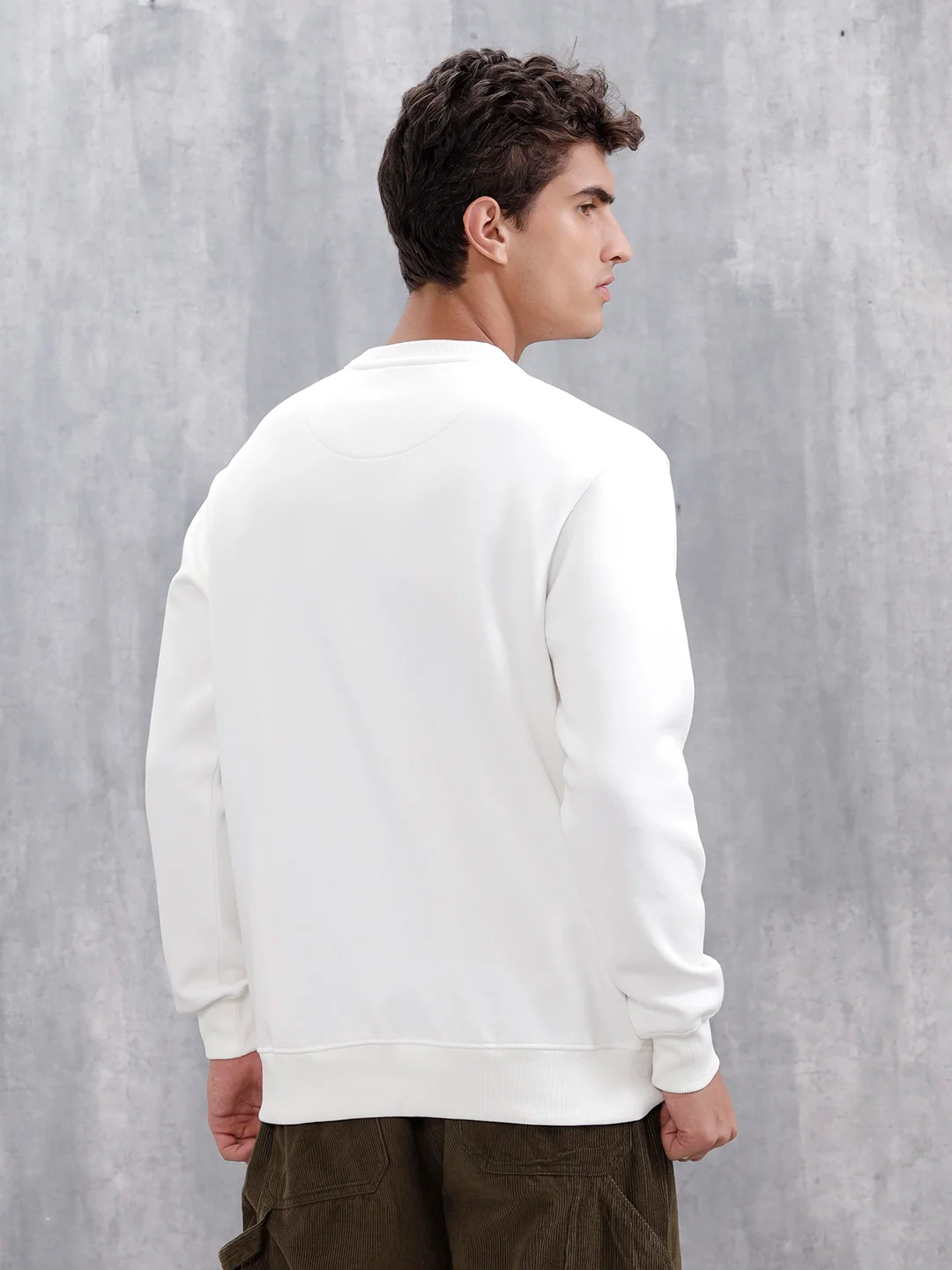 Men's Casual Branded Comfort Fit Sweatshirt  | Snow White - Image 11