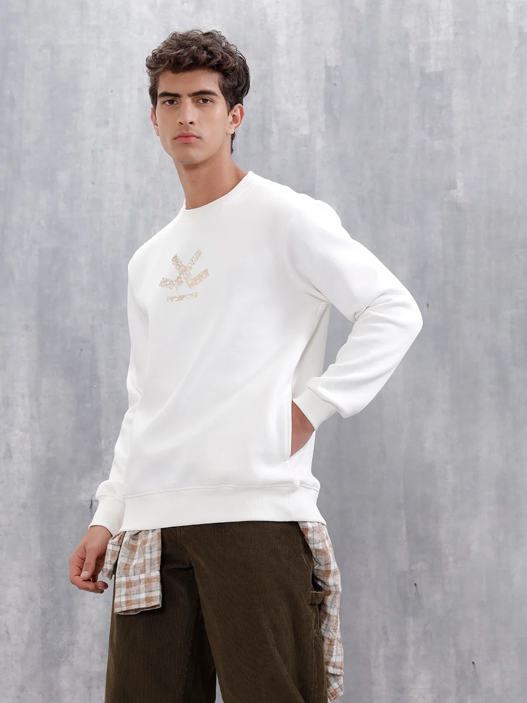 Men's Casual Branded Comfort Fit Sweatshirt  | Snow White - Image 12