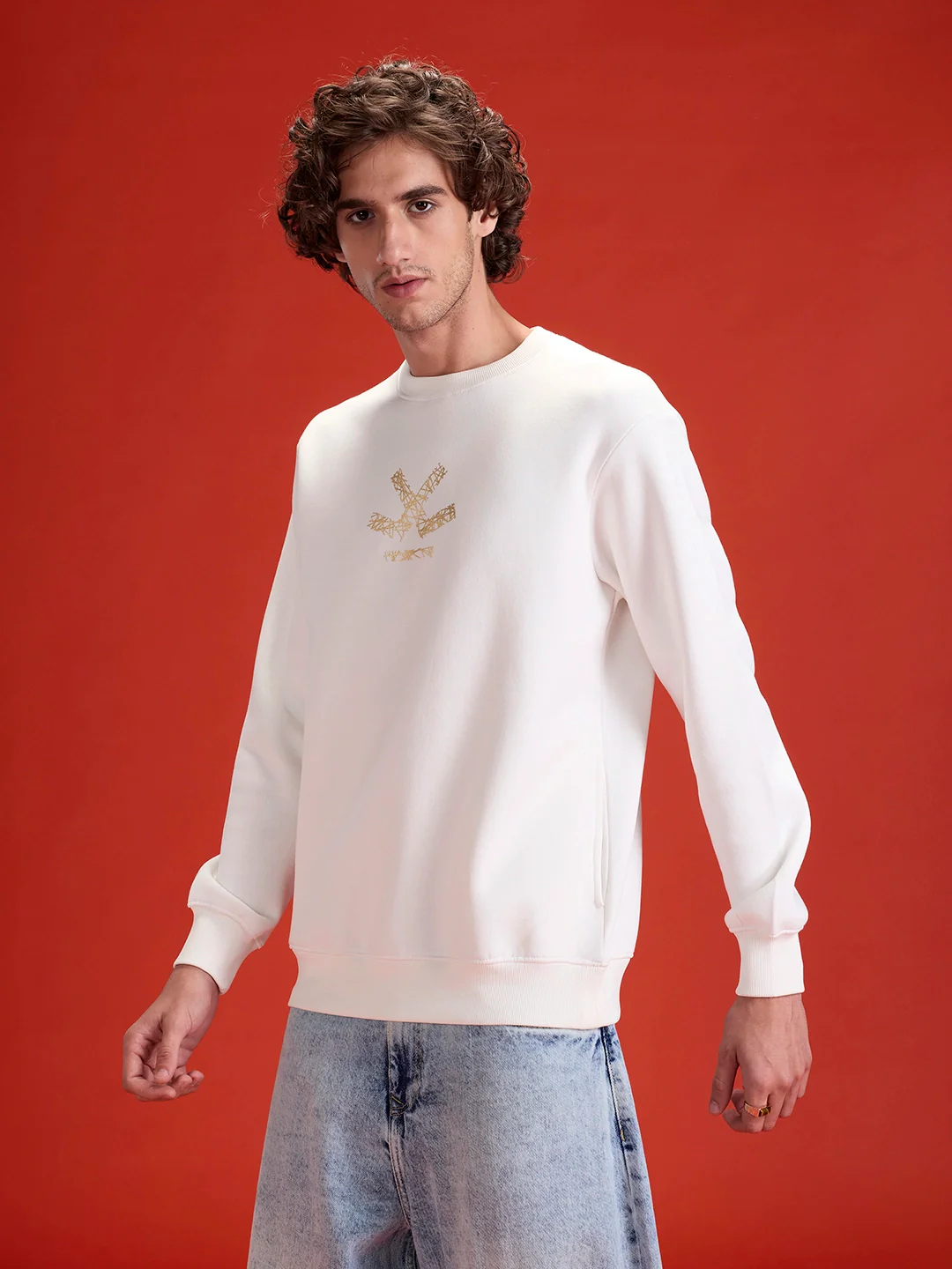 Men's Casual Branded Comfort Fit Sweatshirt  | Snow White - Image 7