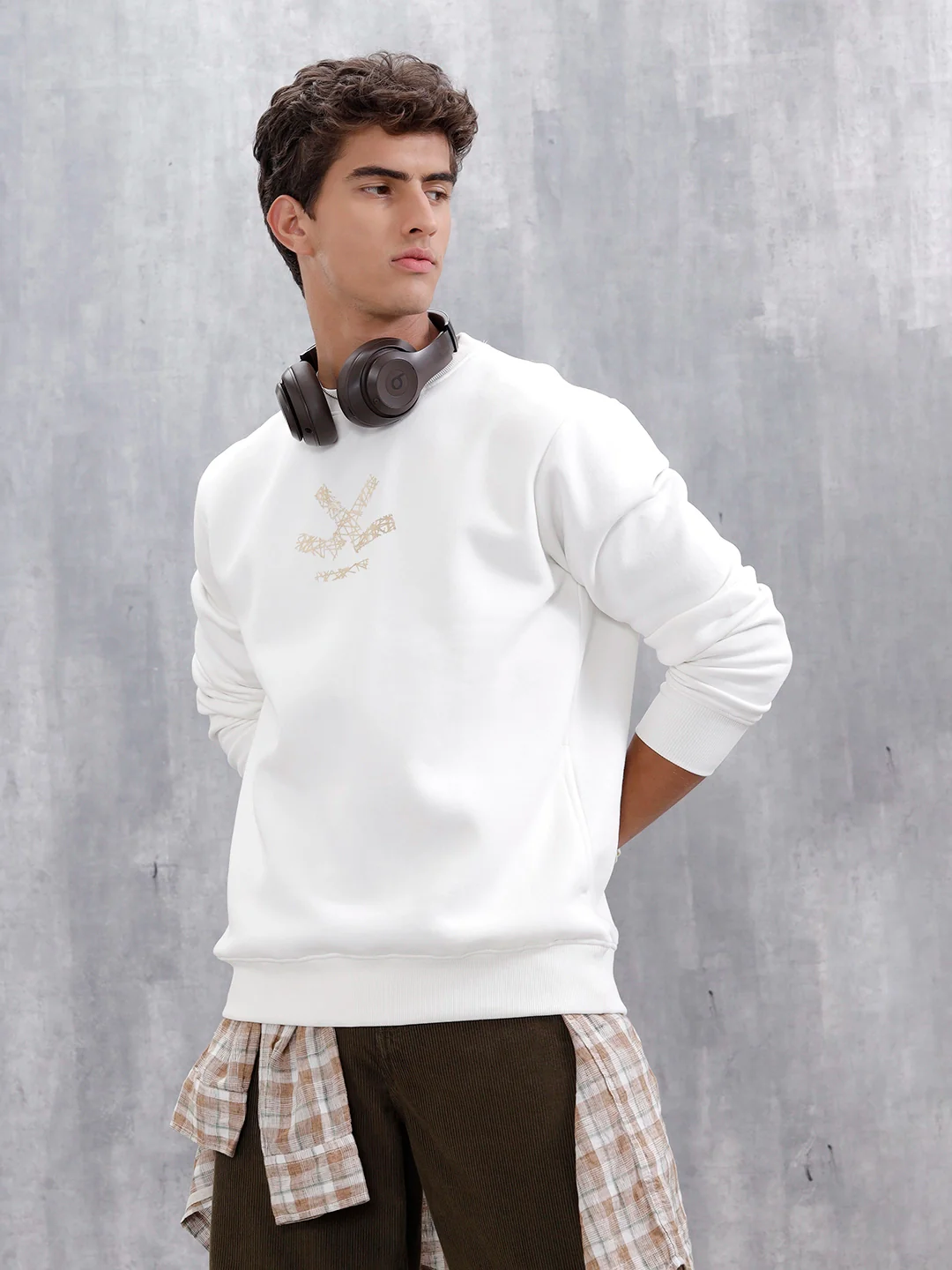 Men's Casual Branded Comfort Fit Sweatshirt  | Snow White - Image 9