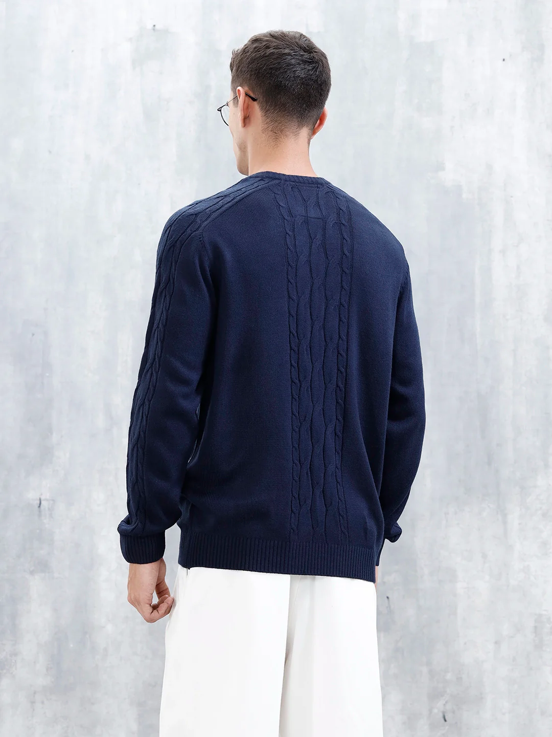 Men's Casual Cabel Knit Sweater  | Black - Image 3