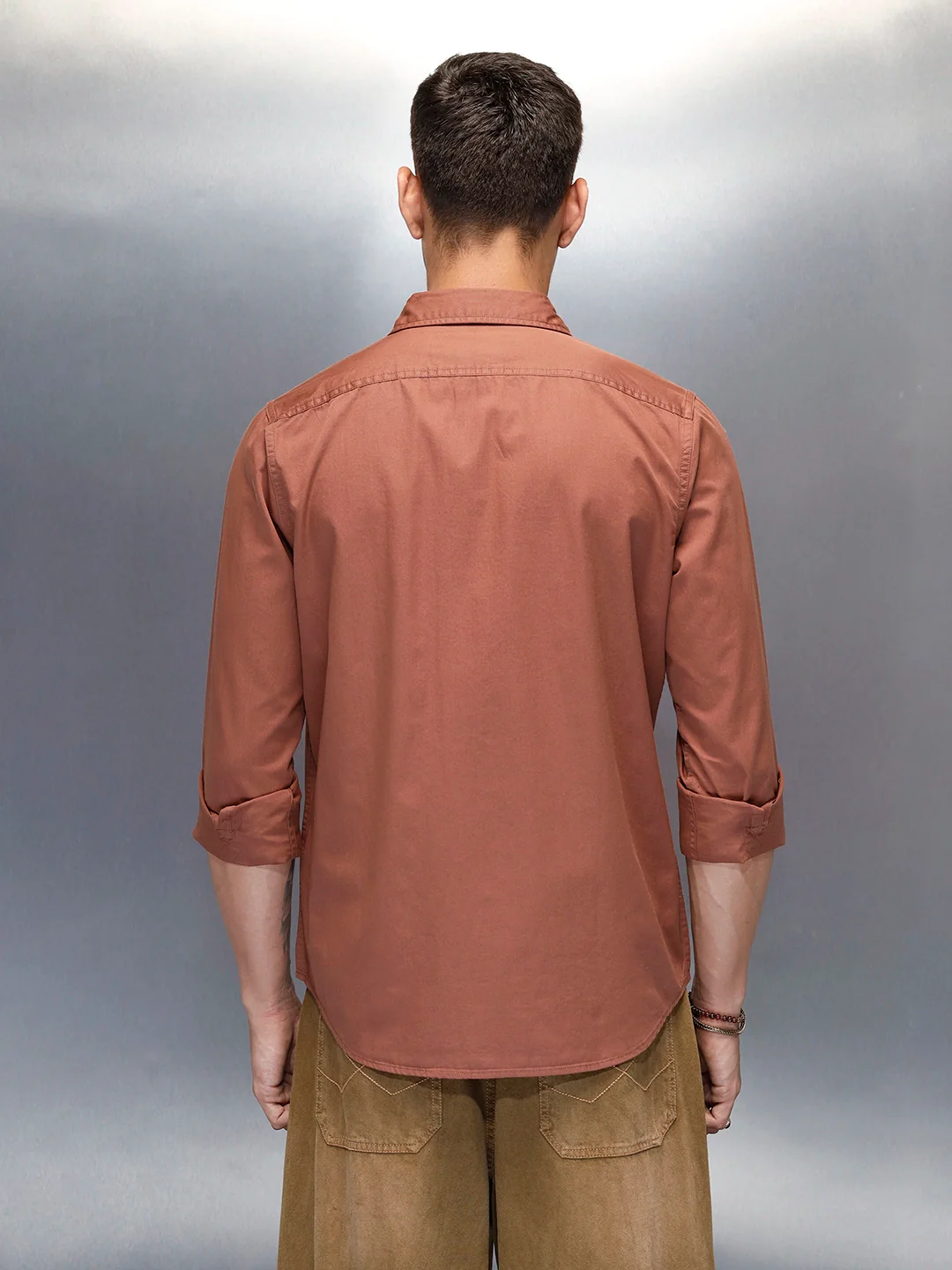 Men's Casual Cargo Double Pocket Shirt | Brown - Image 3