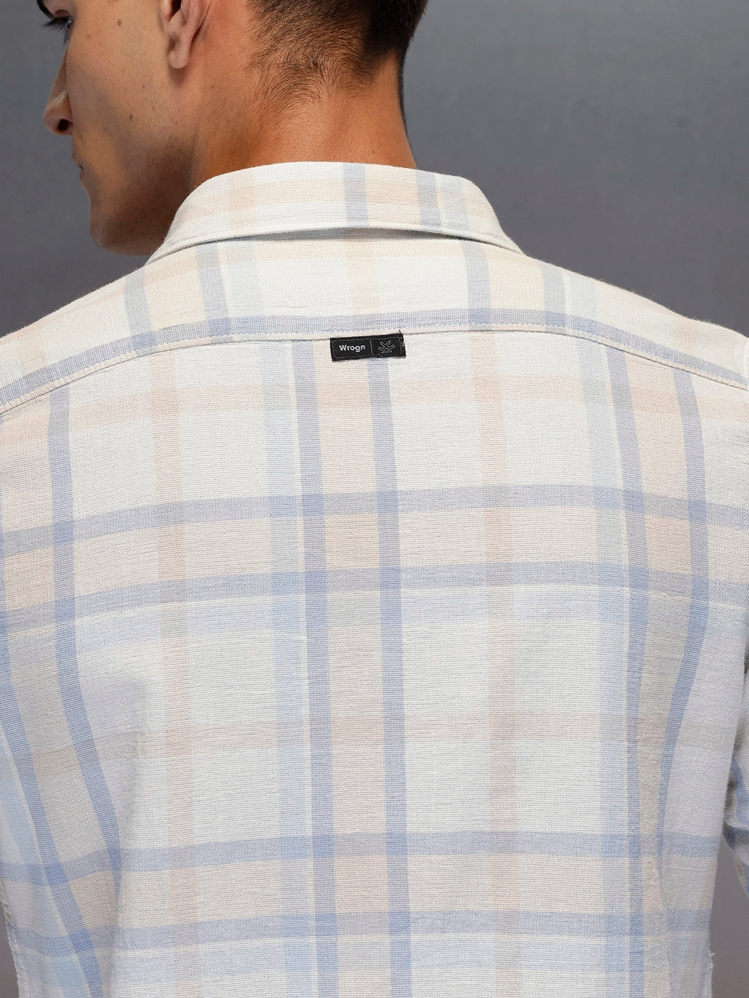 Men's casual check design slimfit shirt | Light Blue - Image 5