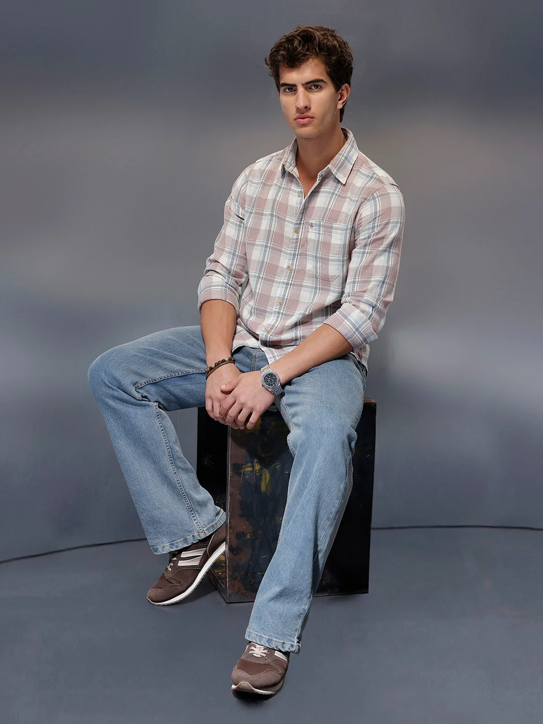 Men's Casual Checkered Shirt   |  Pink - Image 2
