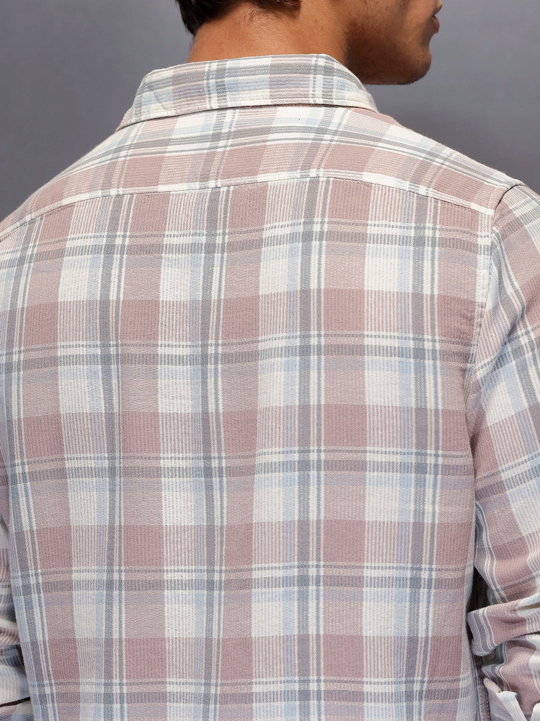 Men's Casual Checkered Shirt   |  Pink - Image 5