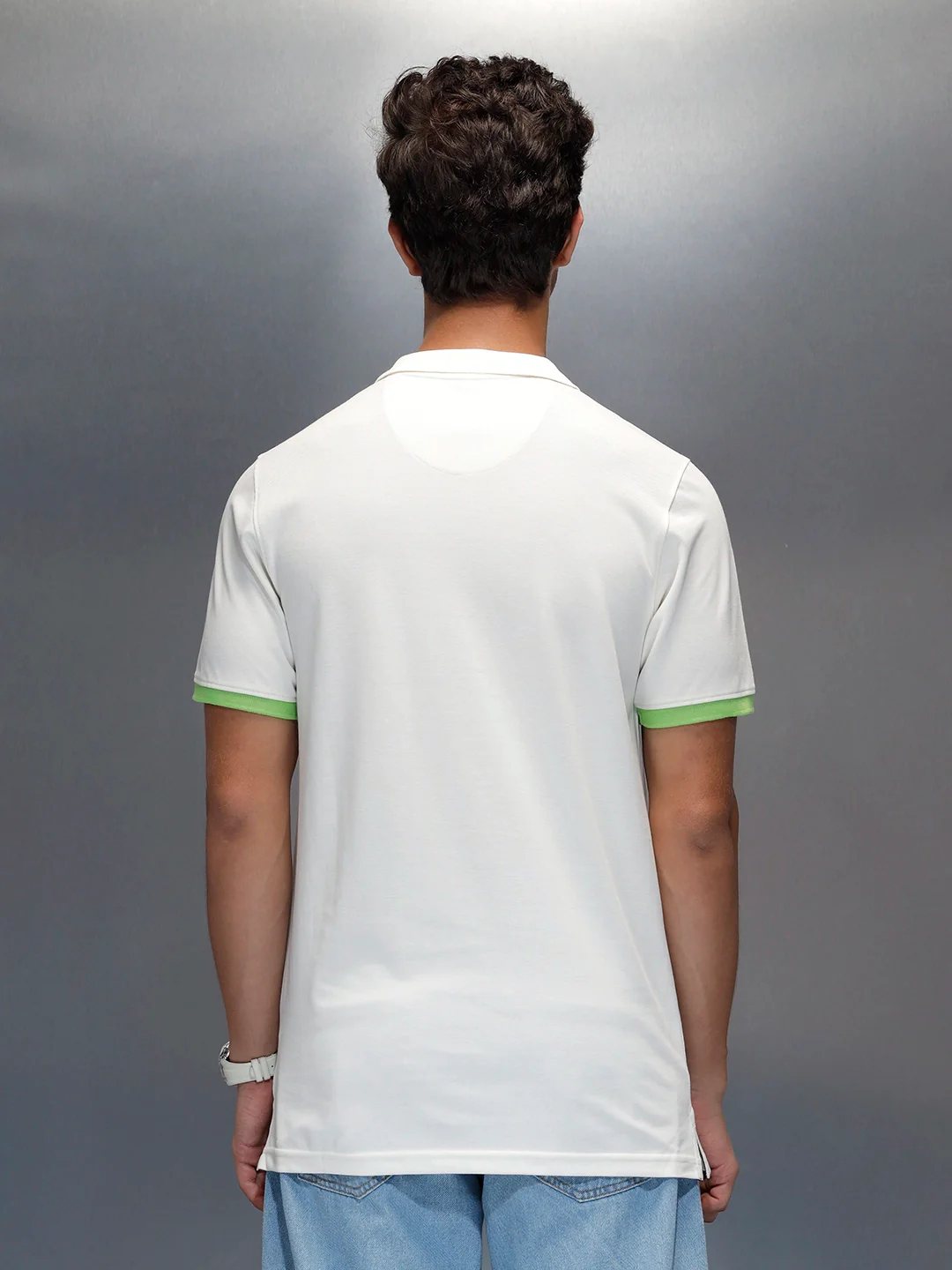 Men's Casual Colorblocked Polo T-shirt | White - Image 3