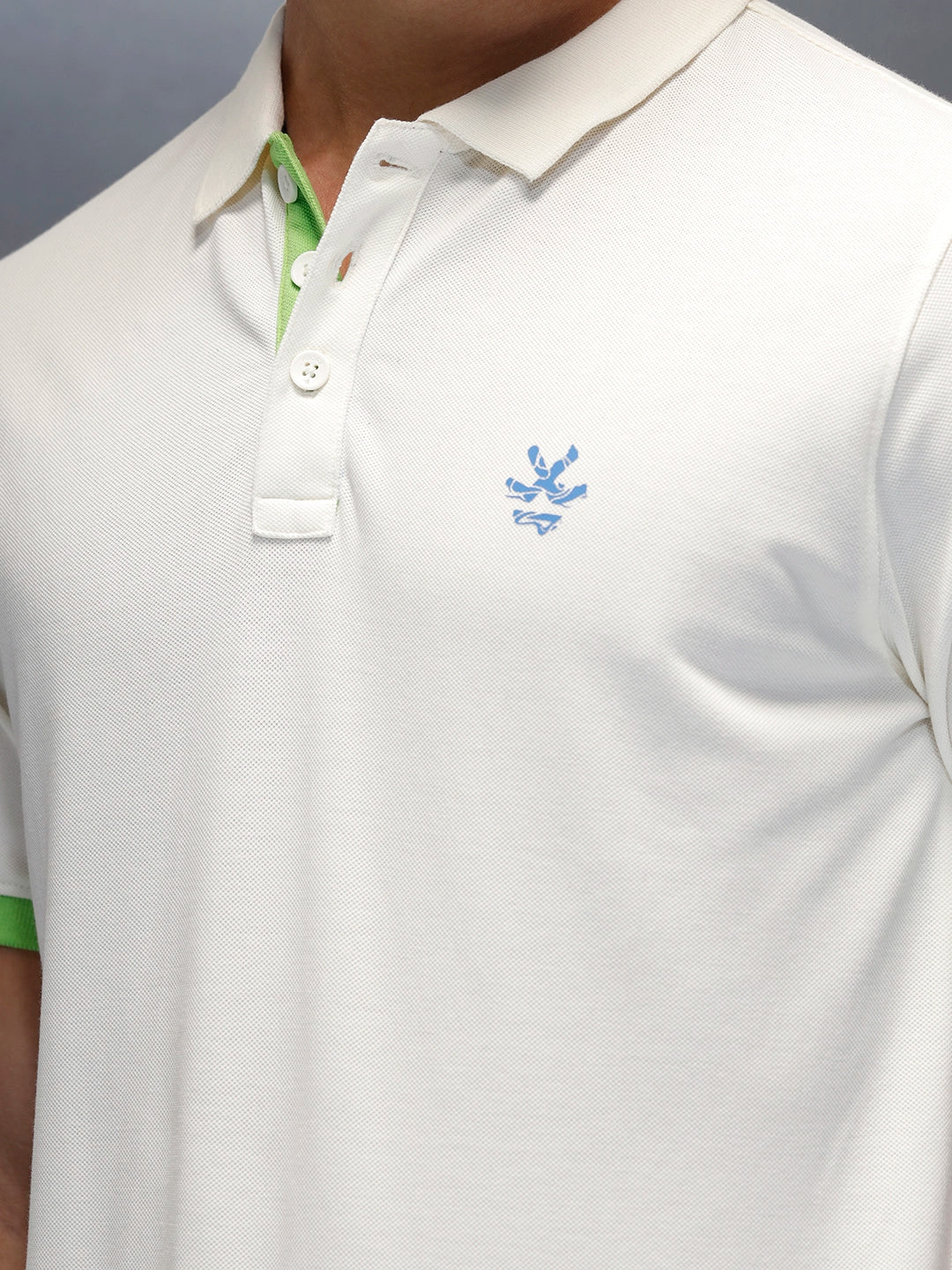 Men's Casual Colorblocked Polo T-shirt | White - Image 5
