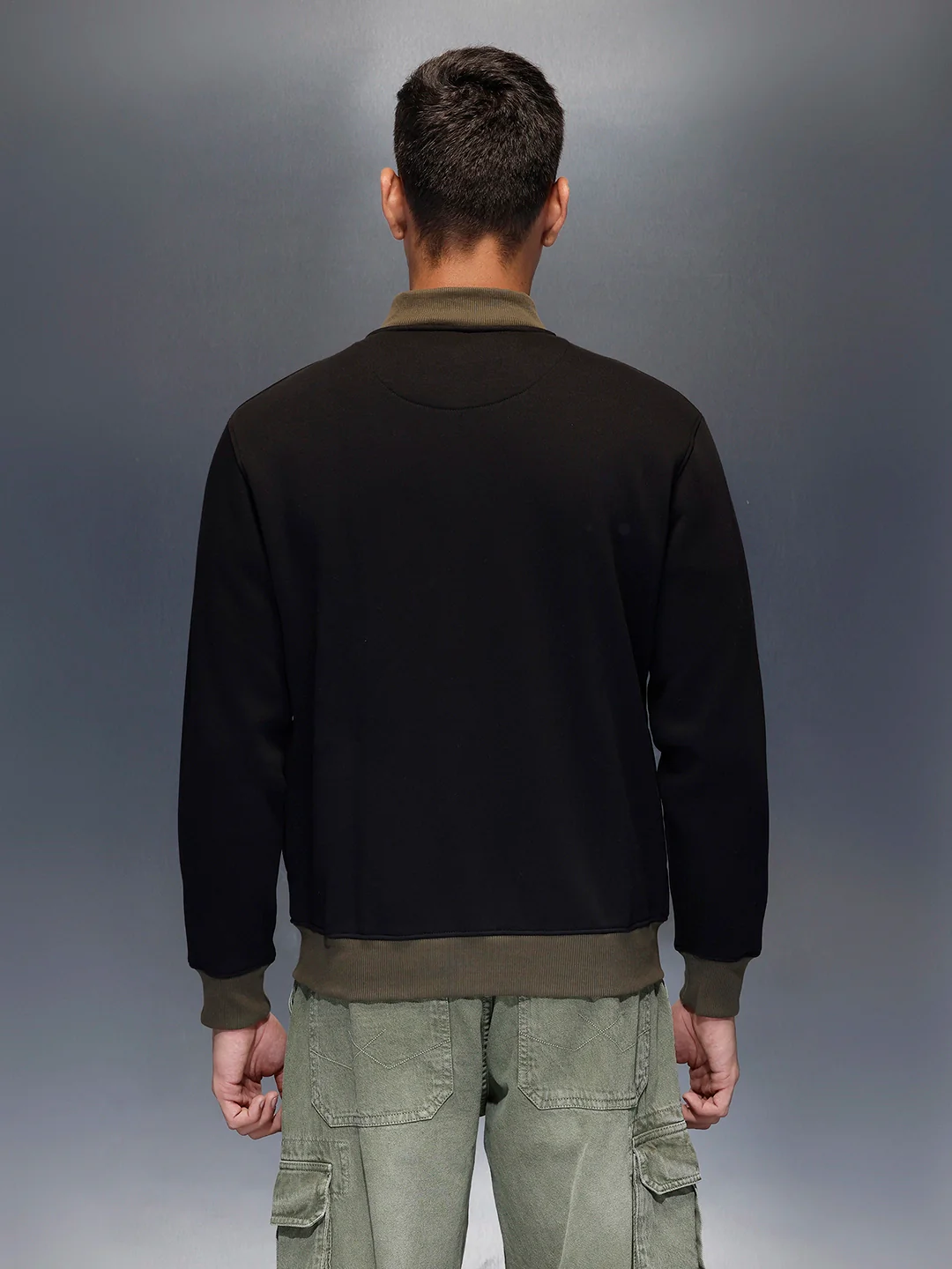 Men's casual comfort fit Black jacket with constrast details | Black - Image 3