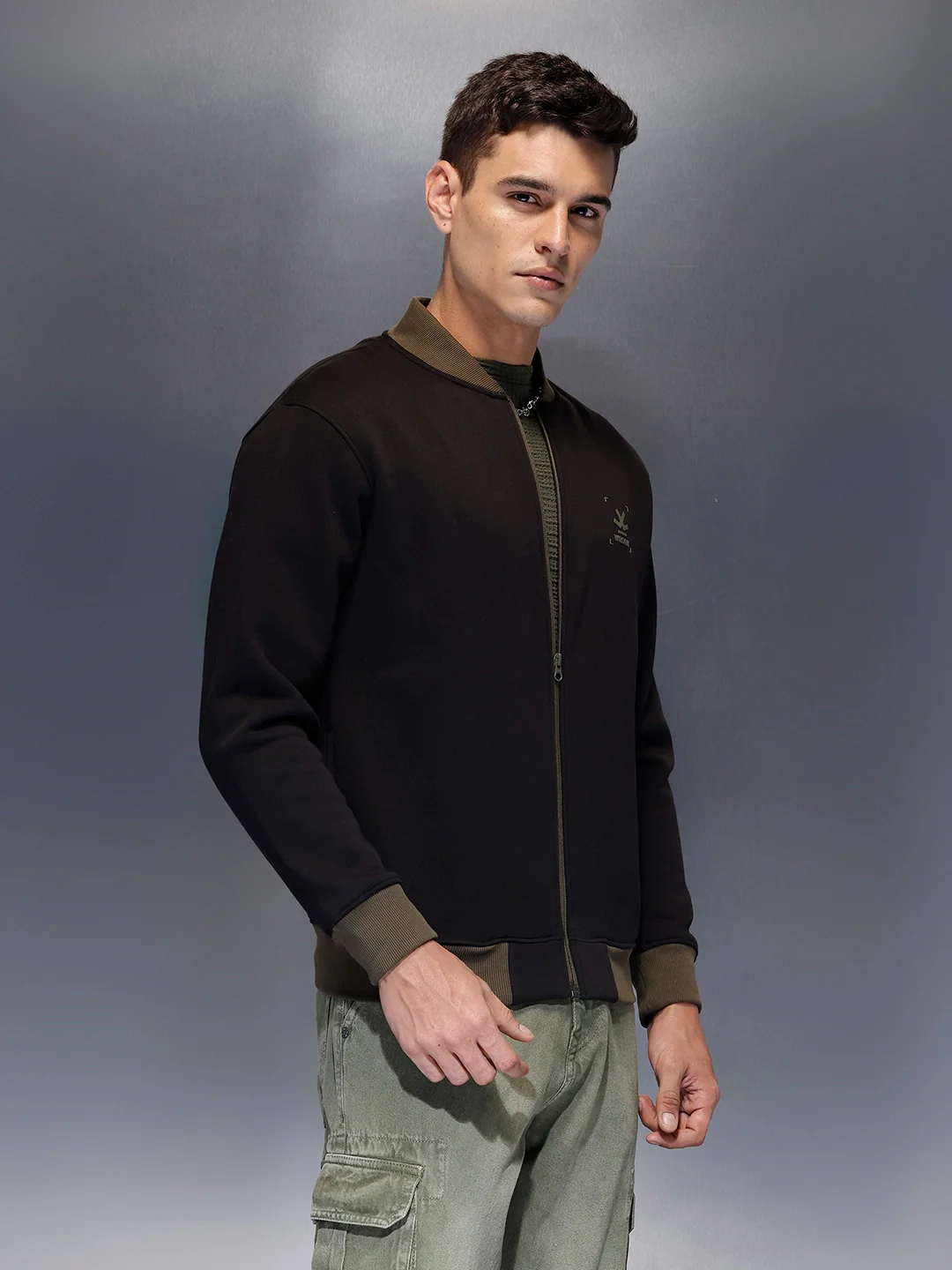 Men's casual comfort fit Black jacket with constrast details | Black - Image 4