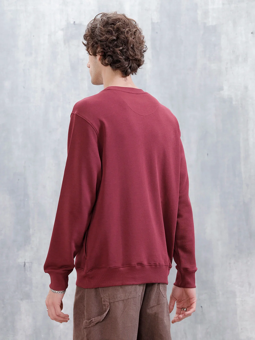Men's Casual Comfort Fit Branded Sweatshirt | Maroon - Image 5