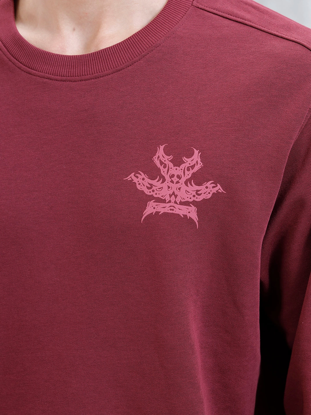 Men's Casual Comfort Fit Branded Sweatshirt | Maroon - Image 7
