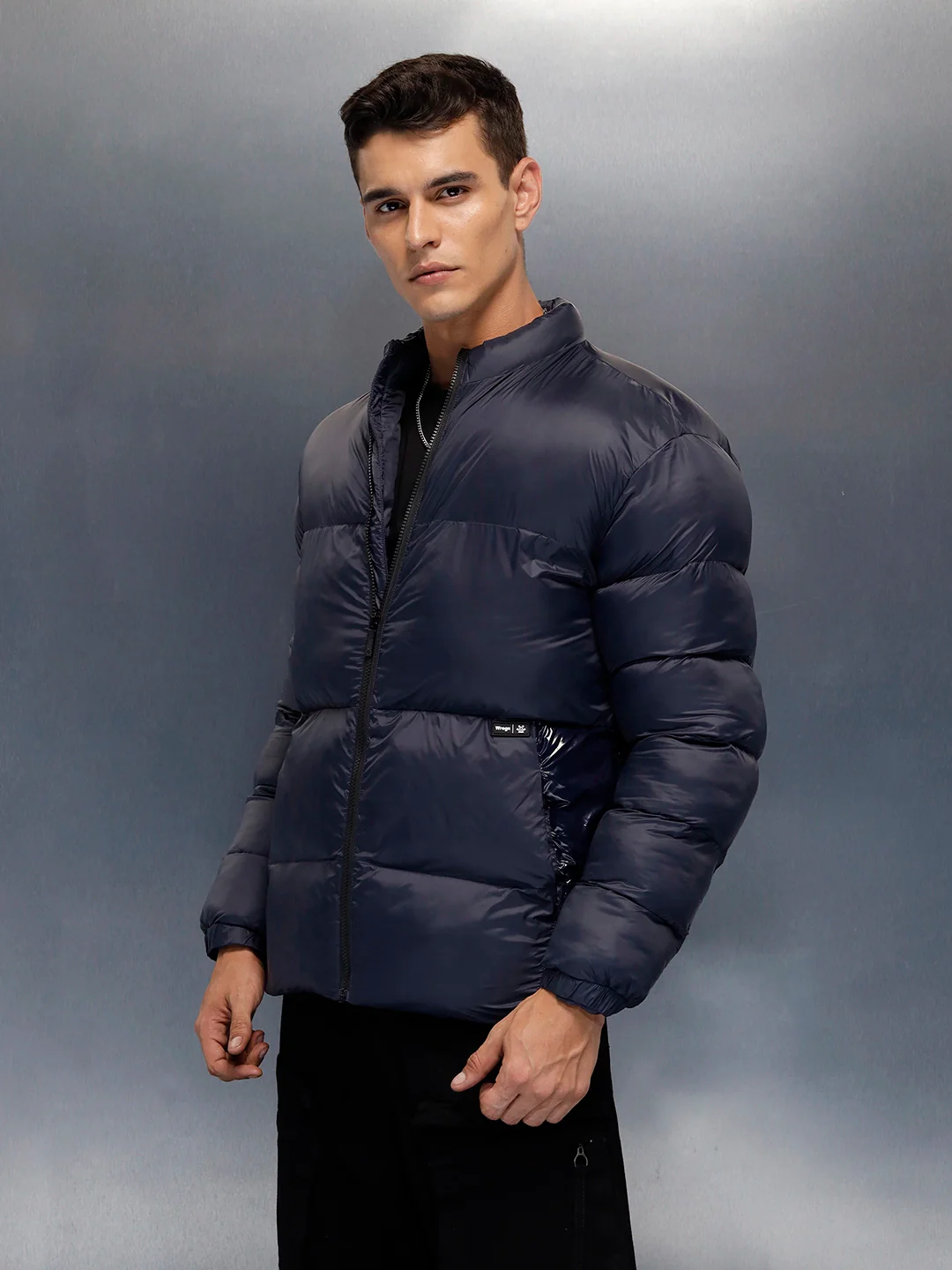 men's casual comfort fit puffer jacket | Blue - Image 4
