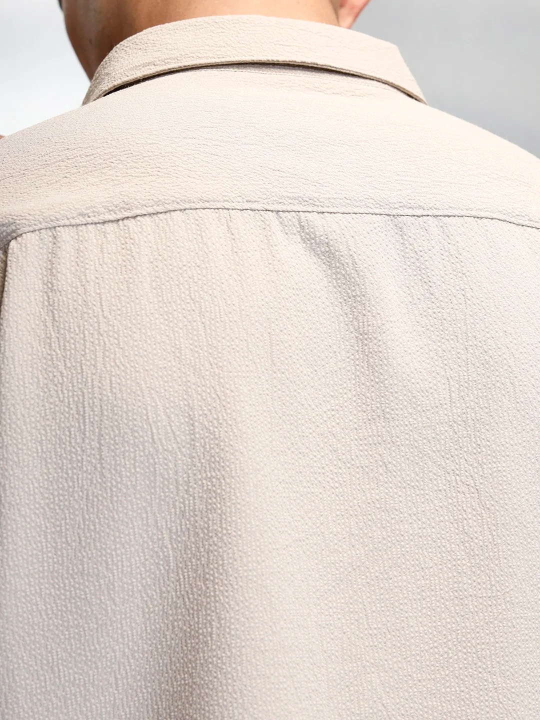 Men's Casual Comfort Fit Utility Pockets Shirt | Beige - Image 5
