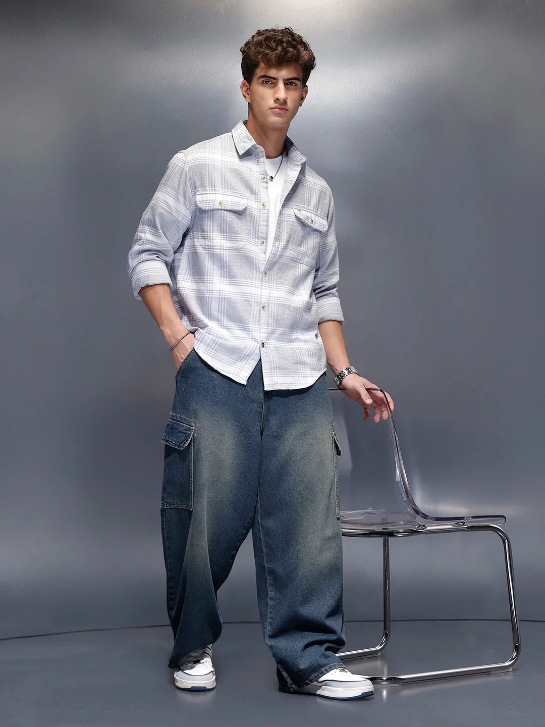Men's Casual Dobby Shacket  | Grey - Image 2
