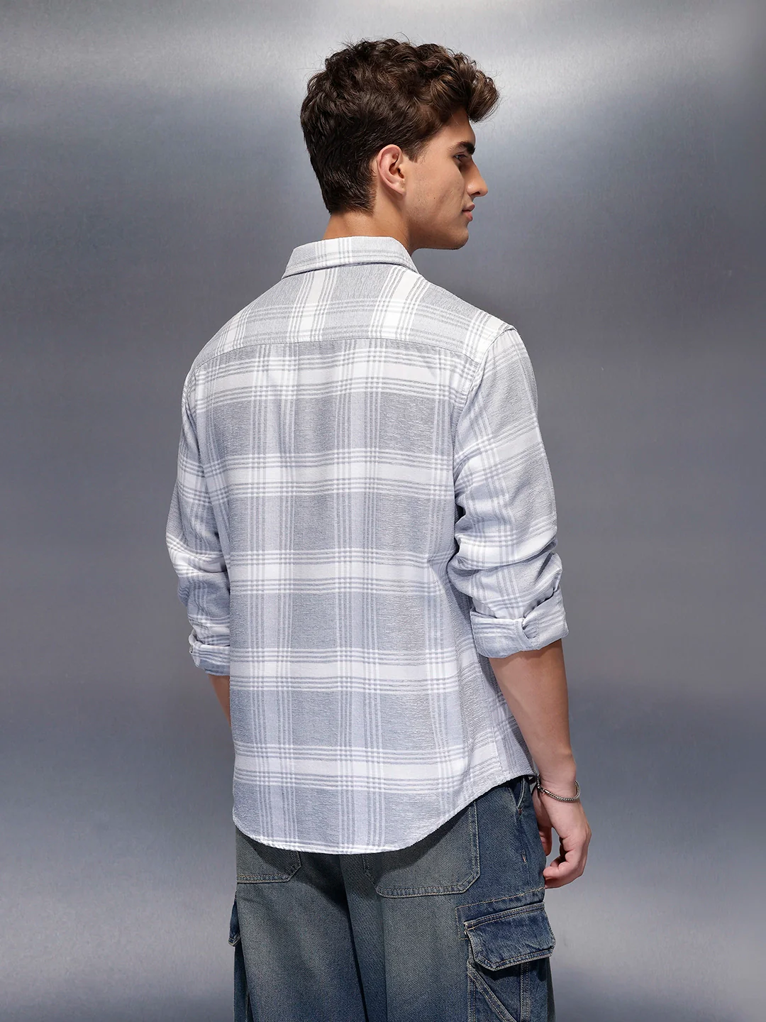 Men's Casual Dobby Shacket  | Grey - Image 3
