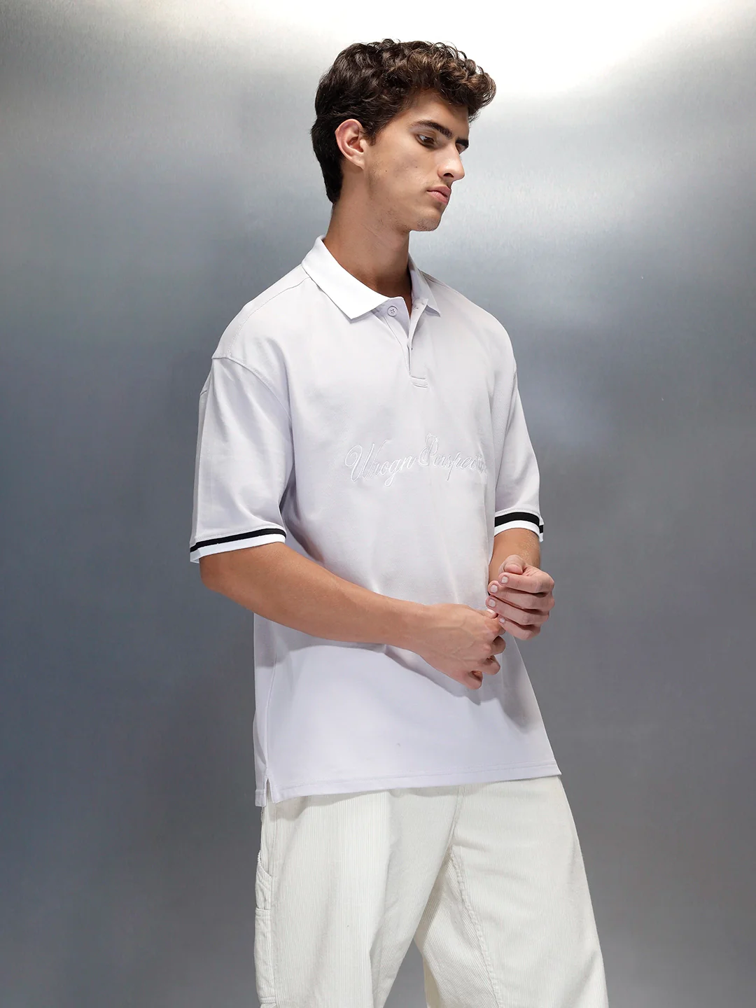Men's casual embroidered polo t-shirt | Purple - Image 4