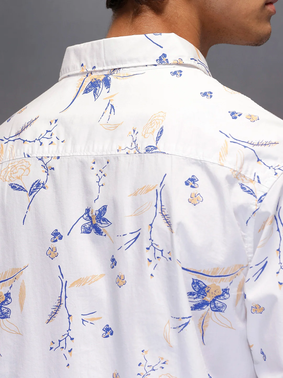Men's Casual Floral Print Shirt  |  White - Image 5